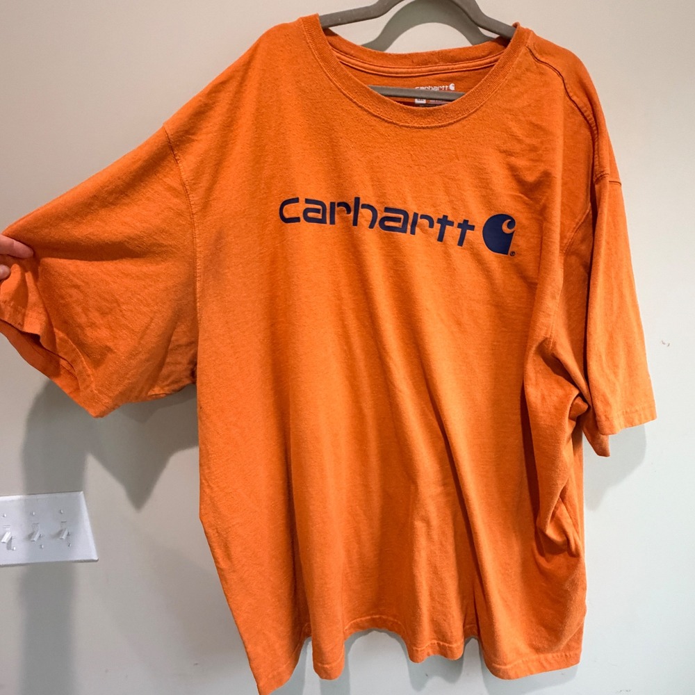 Carhartt Loose Fit Orange Crew Neck Short Sleeve Logo Graphic T-Shirt Men's 4xl